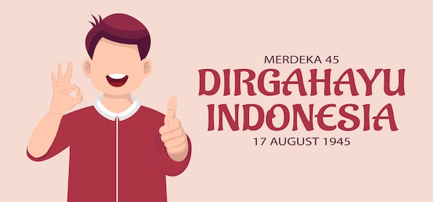 Vector tarjeta de felicitación de celebración del día de la independencia de indonesia. ilustración vectorial