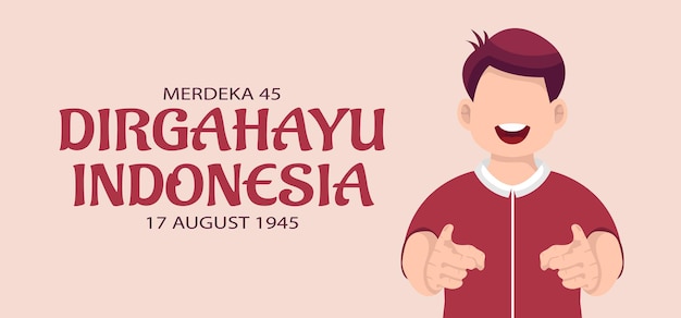 Tarjeta de felicitación de celebración del día de la independencia de Indonesia. Ilustración vectorial