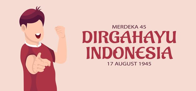Tarjeta de felicitación de celebración del día de la independencia de Indonesia. Ilustración vectorial