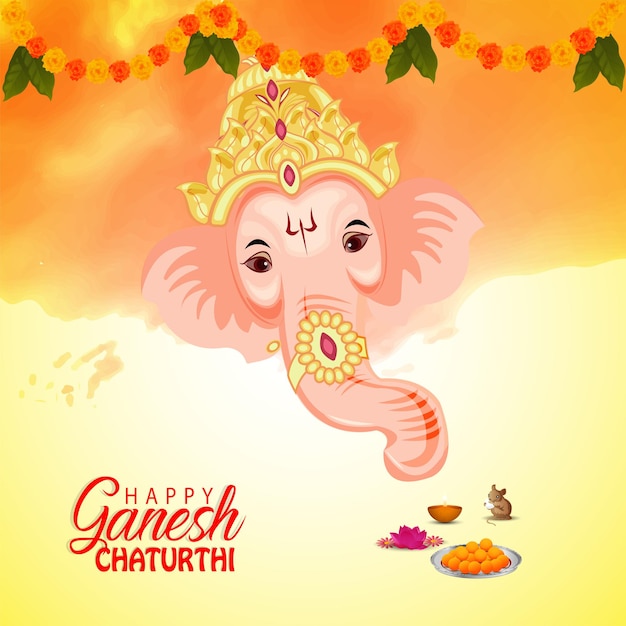 Vector tarjeta de felicitación de celebración feliz ganesh chaturthi