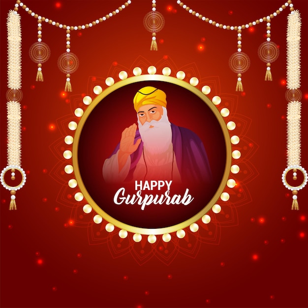 Tarjeta de felicitación de celebración feliz guru nanak jayanti