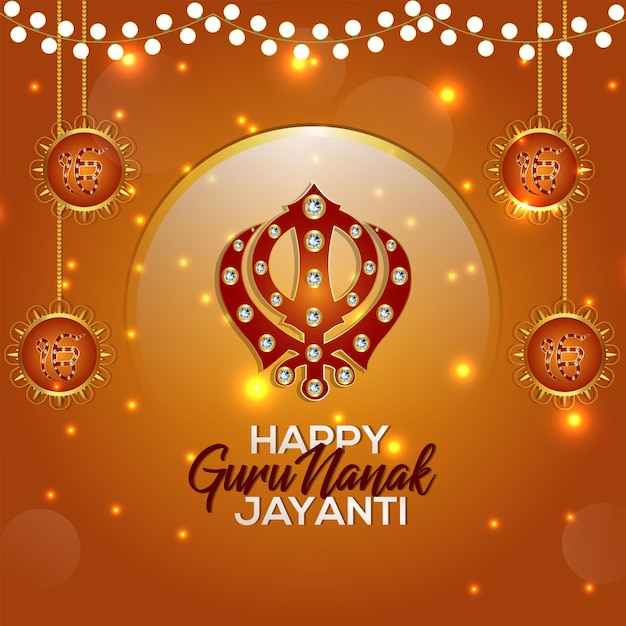 Tarjeta de felicitación de celebración feliz guru nanak jayanti