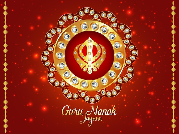 Vector tarjeta de felicitación de celebración feliz guru nanak jayanti