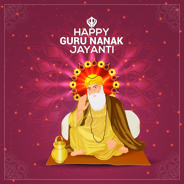 Tarjeta de felicitación de celebración feliz guru nanak jayanti