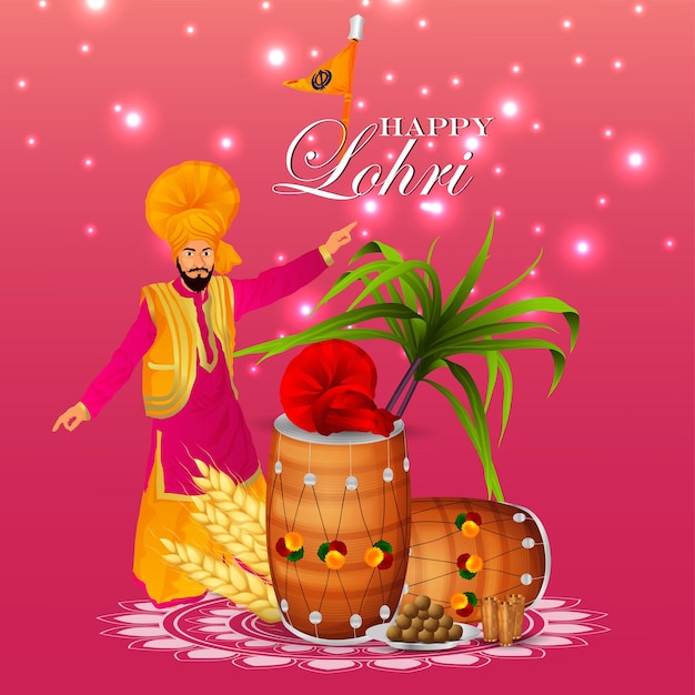 Tarjeta de felicitación de celebración feliz Lohri