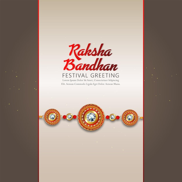 Vector tarjeta de felicitación de celebración feliz raksha bandhan con ilustración vectorial creativa de rakhi de cristal