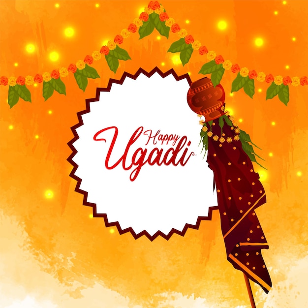 Tarjeta de felicitación de celebración feliz ugadi