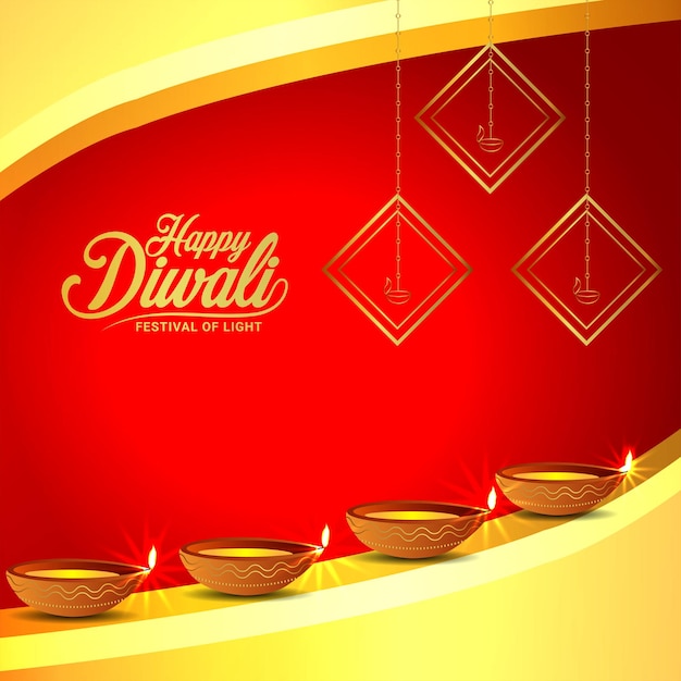 Tarjeta de felicitación de celebración del festival indio de la luz feliz diwali