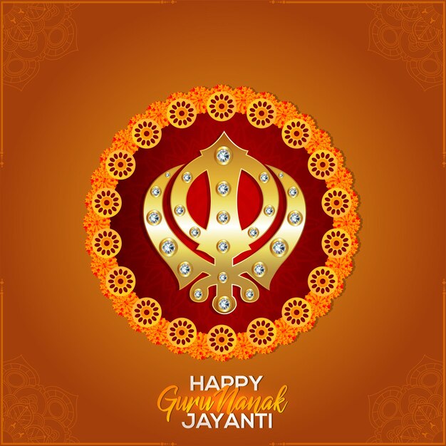 Tarjeta de felicitación de celebración de guru nanak jayanti con ilustración vectorial