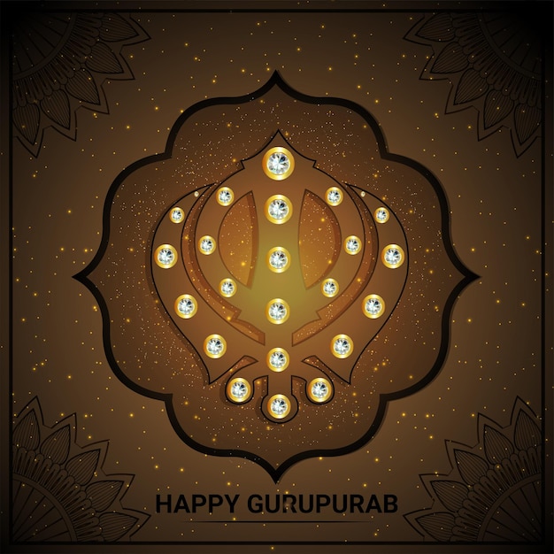 Tarjeta de felicitación de celebración de guru nanak jayanti con ilustración vectorial