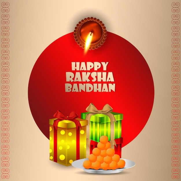 Tarjeta de felicitación de celebración de raksha bandhan feliz festival indio