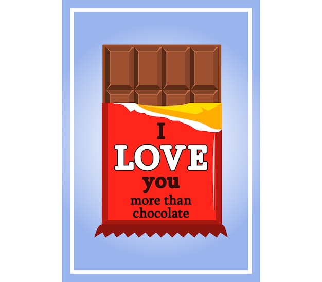 Vector tarjeta de felicitación de chocolate de san valentín