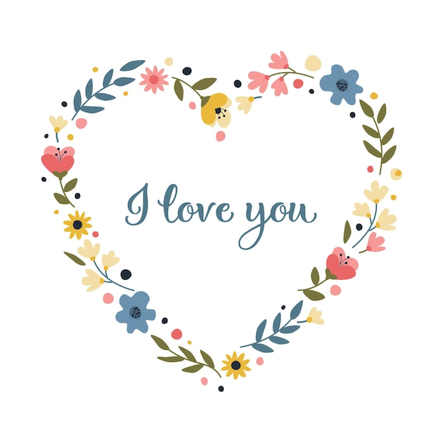 Tarjeta de felicitación con un corazón de flores.