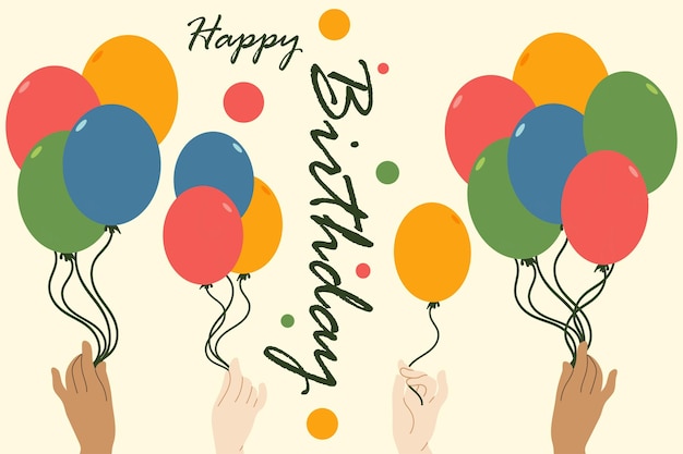 tarjeta de felicitación de cumpleaños con diseño de globo coolorful
