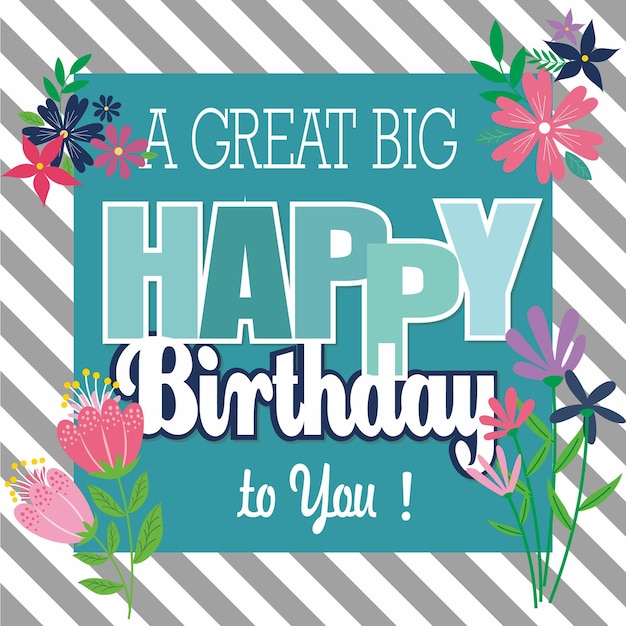 Tarjeta de felicitación de cumpleaños con flores