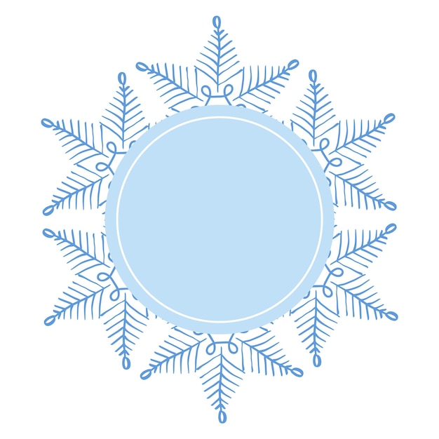 Tarjeta de felicitación decorativa del centro azul vacío del marco redondo del copo de nieve decorativo del invierno de la Navidad redonda