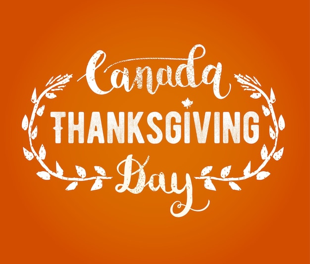 Tarjeta de felicitación del día de acción de gracias de Canadá Letras de feliz día de acción de gracias Ilustración de vector de texto