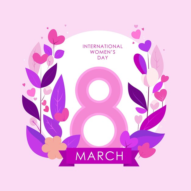 Vector tarjeta de felicitación para el día internacional de la mujer ilustración vectorial plana floral