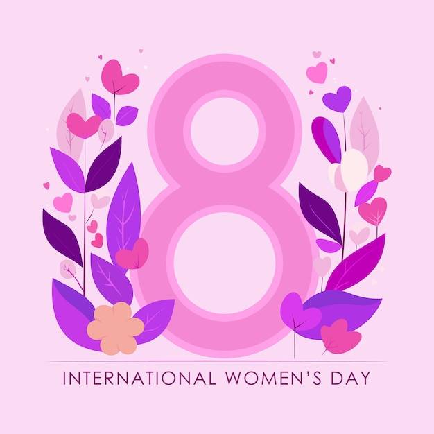 Tarjeta de felicitación para el Día Internacional de la Mujer Ilustración vectorial plana floral