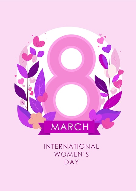 Tarjeta de felicitación para el Día Internacional de la Mujer Ilustración vectorial plana floral