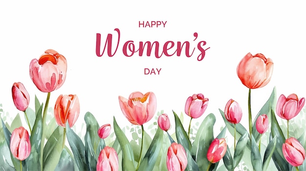 Tarjeta de felicitación del Día de la Mujer con tulipanes