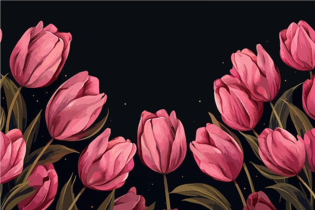 Tarjeta de felicitación del día de la mujer con tulipanes