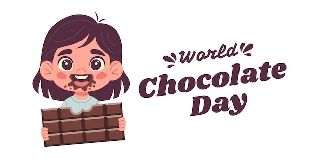 Tarjeta de felicitación del Día Mundial del Chocolate dibujada a mano en estilo plano vectorial