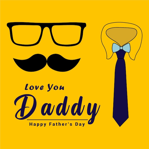 Tarjeta de felicitación del día del padre con diseño de vectores de corbata y vidrio