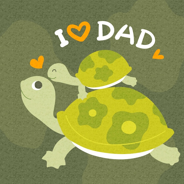 Vector tarjeta de felicitación del día del padre con tortugas