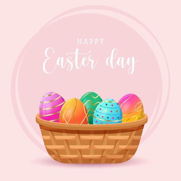 Tarjeta de felicitación del día de Pascua feliz con huevos tradicionales