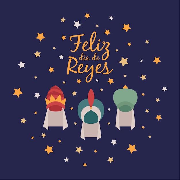 Vector tarjeta de felicitacion de dia de reyes magos post de instagram reyes magos