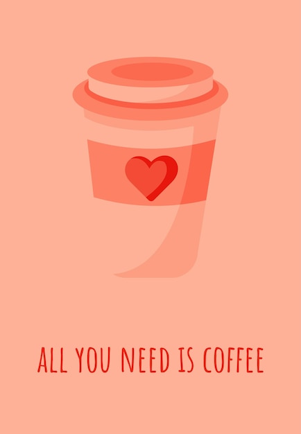 tarjeta de felicitación del día de san valentín con café