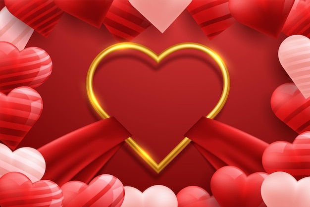 Tarjeta de felicitación del día de San Valentín con globo en forma de corazón rojo