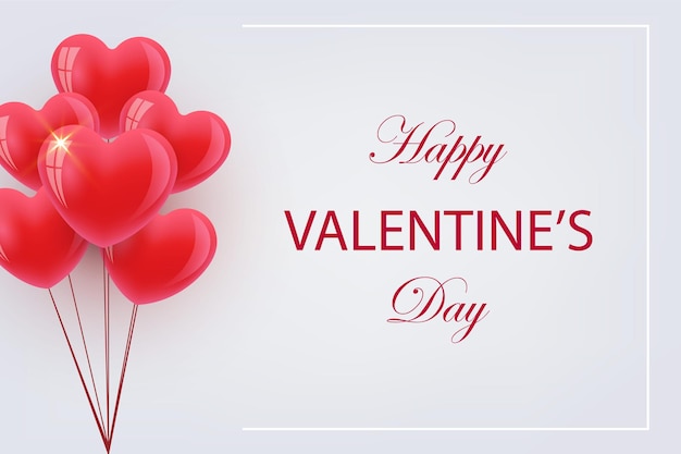 Tarjeta de felicitación del día de San Valentín con globos rojos en forma de corazón
