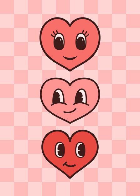 Vector tarjeta de felicitación para el día de san valentín un póster encantador con personajes con corazones lindos