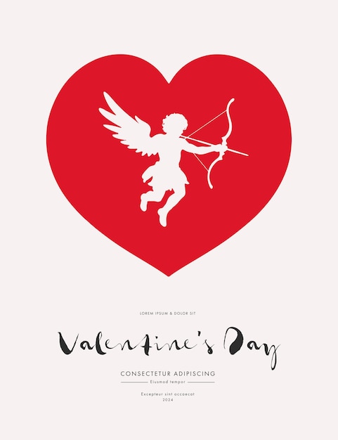 Tarjeta de felicitación del día de San Valentín con la silueta de Cupido