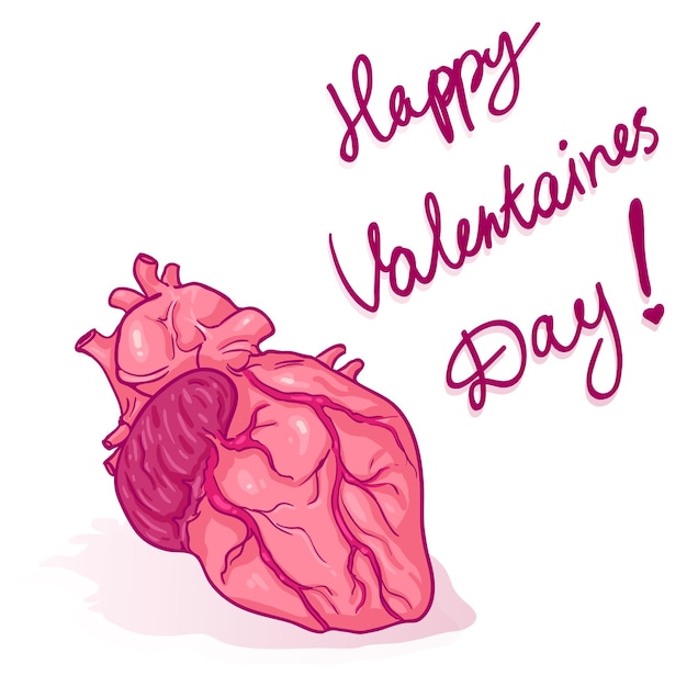 Vector tarjeta felicitación dibujos animados vector feliz día san valentín corazón humano