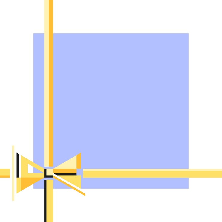 Vector tarjeta de felicitación en diseño geométrico minimalista con marco blanco y cinta dorada sobre fondo azul