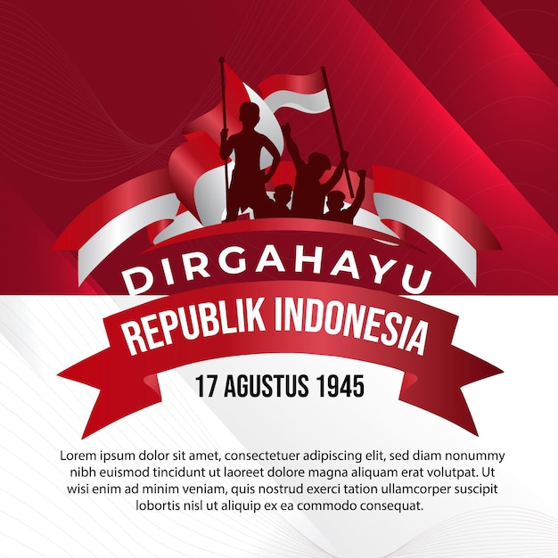 tarjeta de felicitación del diseño de plantilla del día de la independencia de indonesia