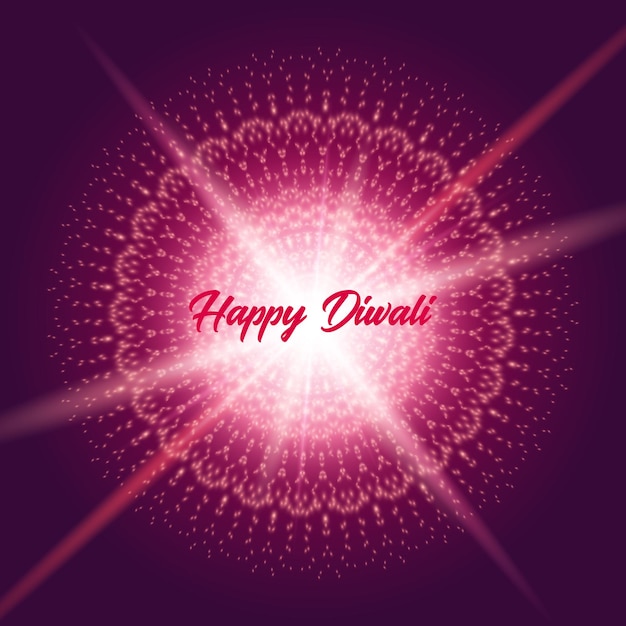Tarjeta de felicitación de diwali con brillo rangoli