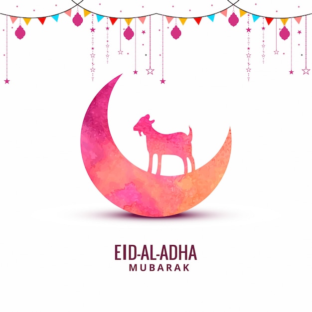 Vector tarjeta de felicitación de eid al-adha para vacaciones musulmanas