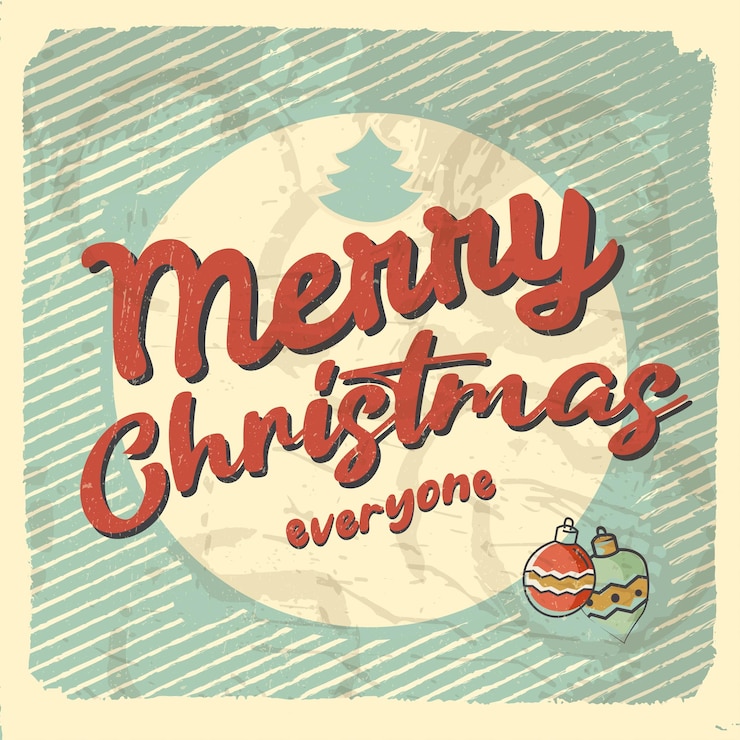 Vector tarjeta de felicitación de estilo vintage feliz navidad los efectos de grunge editables se pueden eliminar fácilmente para obtener un nuevo letrero limpio