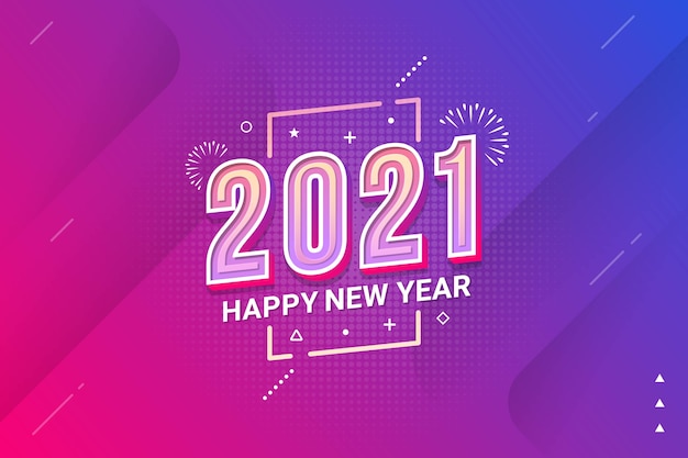 Tarjeta de felicitación de feliz año nuevo con estilo de tipografía