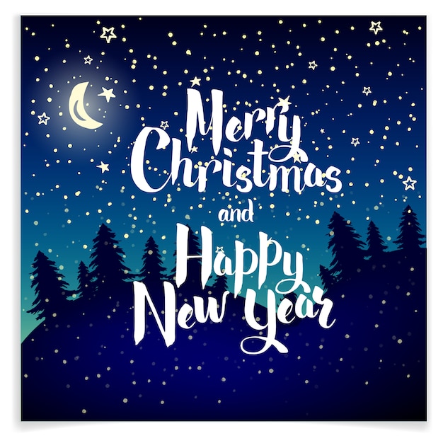 Tarjeta de felicitación feliz año nuevo y feliz navidad. Guirnalda decorativa de año nuevo. Letras feliz Navidad y feliz año nuevo
