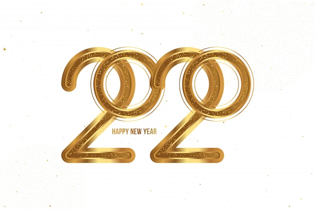 Tarjeta de felicitación de feliz año nuevo con signo de oro 2020 fondo blanco.