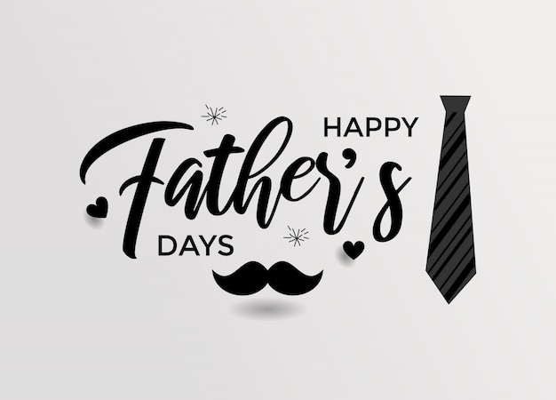 Vector tarjeta de felicitación feliz de la caligrafía del día de padre con color blanco y negro