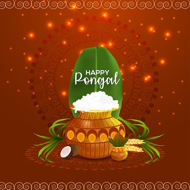 Vector tarjeta de felicitación feliz celebración pongal