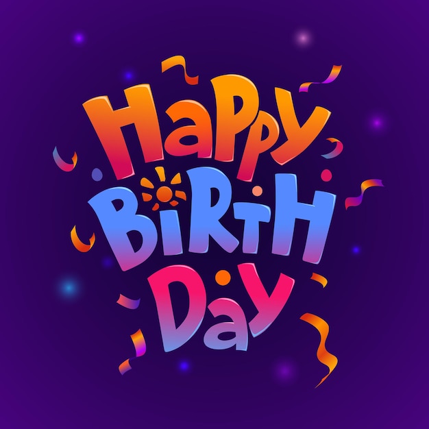 Tarjeta de felicitación de feliz cumpleaños con diseño de letras