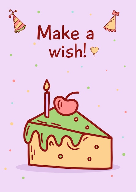 Tarjeta de felicitación de feliz cumpleaños y plantillas de invitación de fiesta ilustración vectorial en estilo dibujado a mano