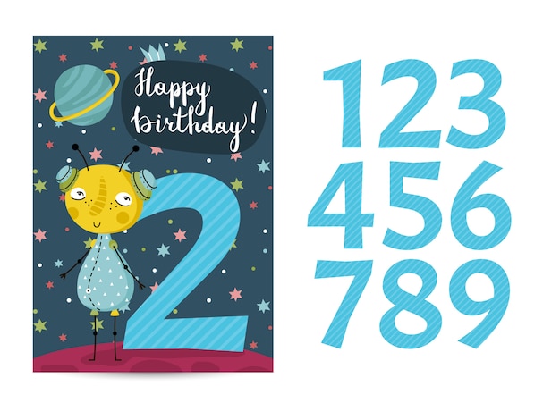 Tarjeta de felicitación de feliz cumpleaños Vector de dibujos animados